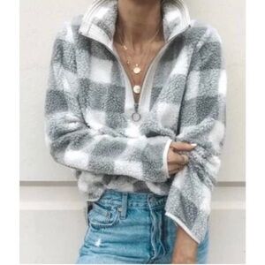 Abercrombie & Fitch Essential Fleece Sherpa Pullover quarter zip Size Small